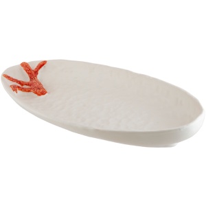 Piatto bianco con corallo a rilievo