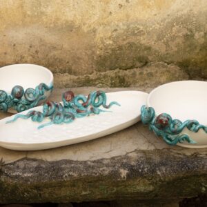 Collezione Polpo a rilievo bianco e azzurro